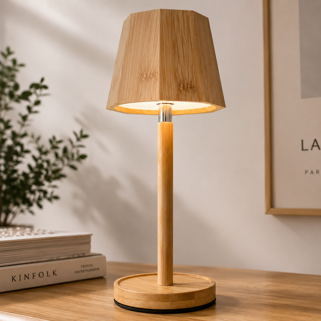 Minimalist Sculpted Bamboo Table Lamp