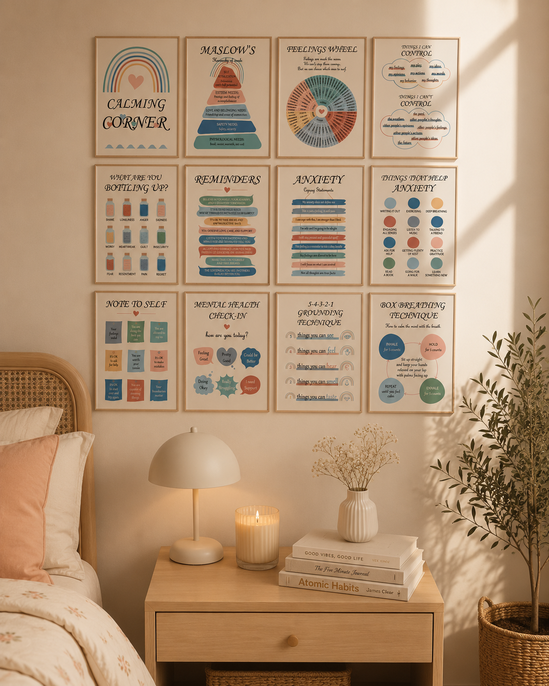 12-Piece Mental Health Educational Poster Set