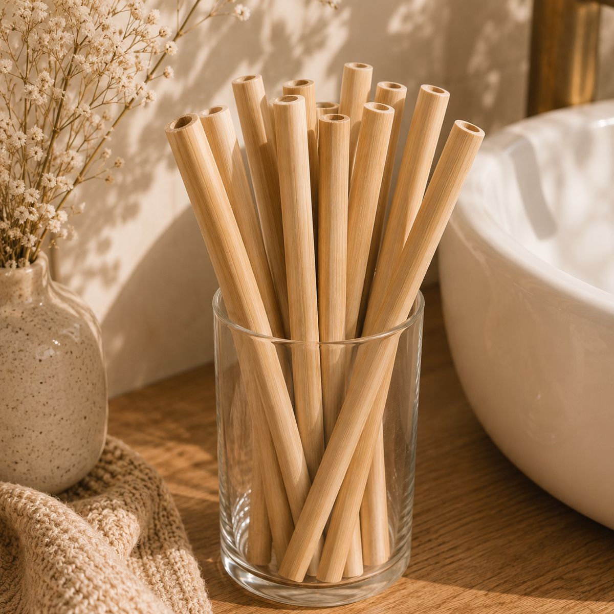 Natural Bamboo Straws - Eco-friendly, Reusable, and Biodegradable