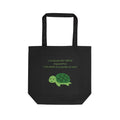 Sac en coton biologique beige avec illustration tortue verte et texte français écoresponsable