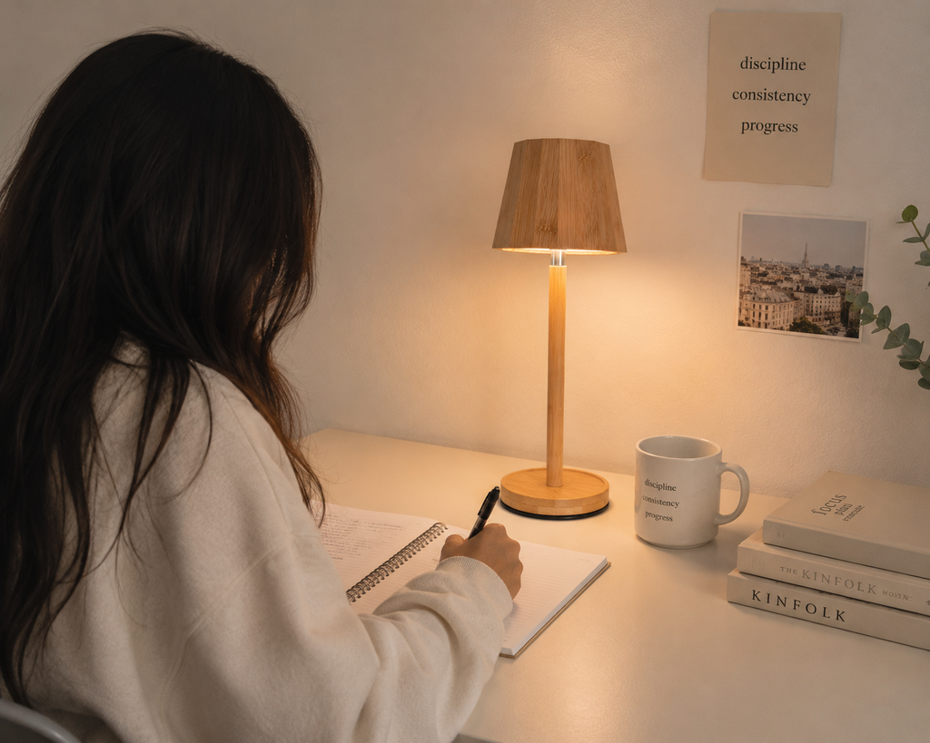 Minimalist Sculpted Bamboo Table Lamp
