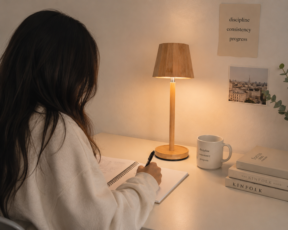 Minimalist Sculpted Bamboo Table Lamp