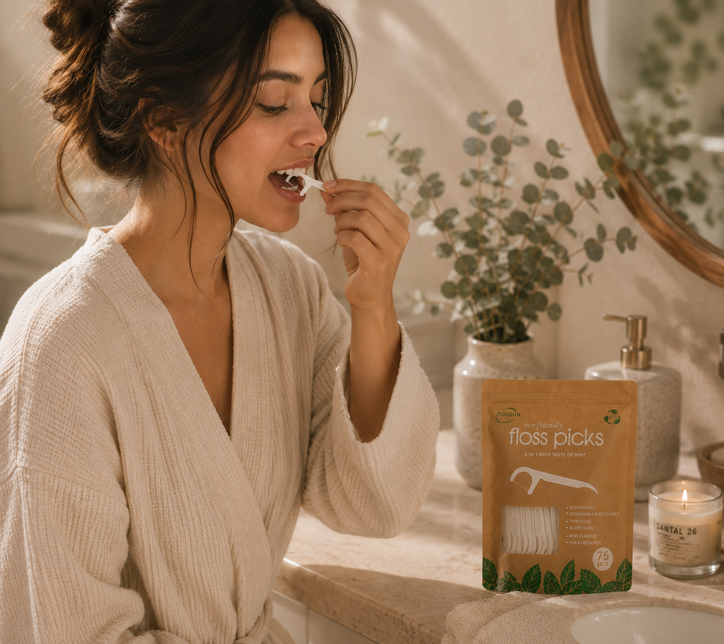Biodegradable Dental Floss Picks | Mint Flavor | 75-Pack | Zero-Waste