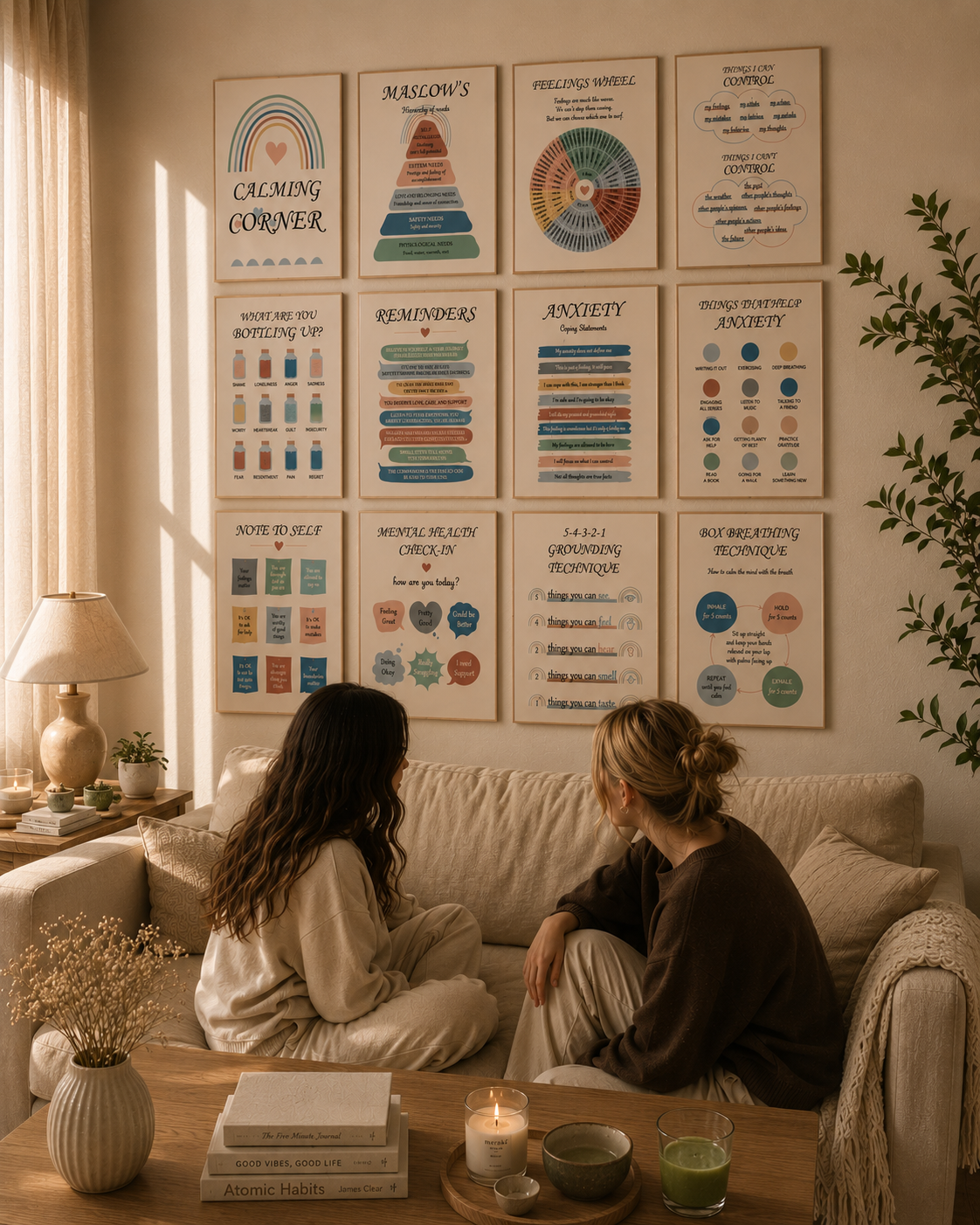 12-Piece Mental Health Educational Poster Set