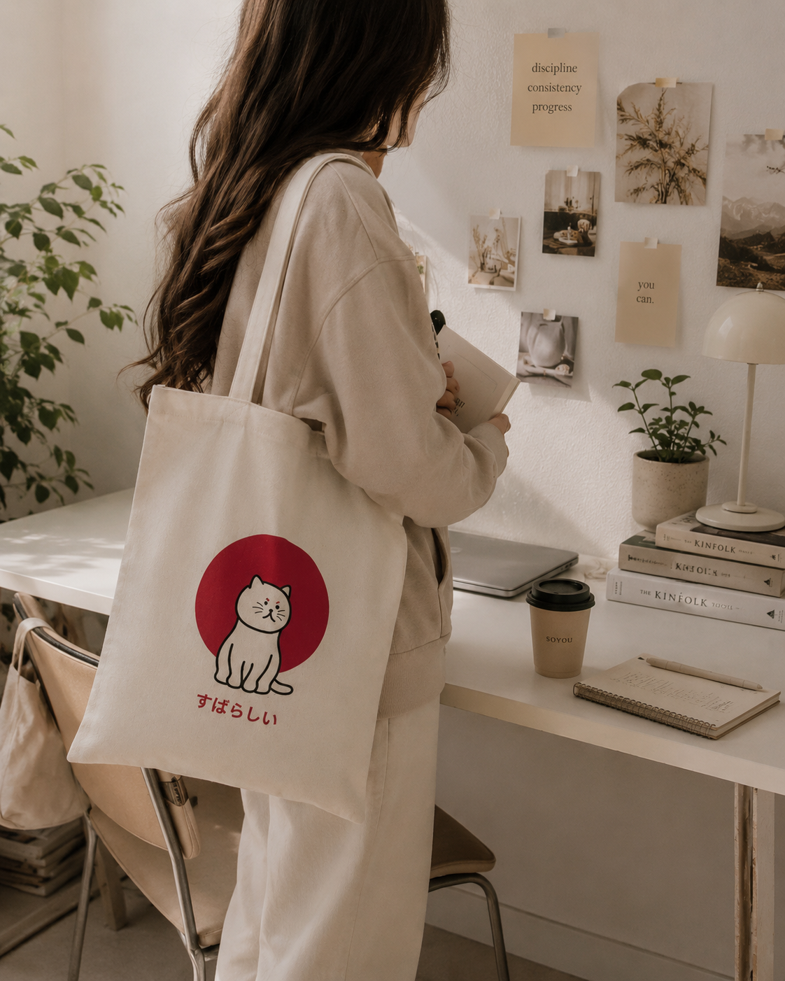 The Large Eco-Friendly Canvas Tote Bag | Cat Print