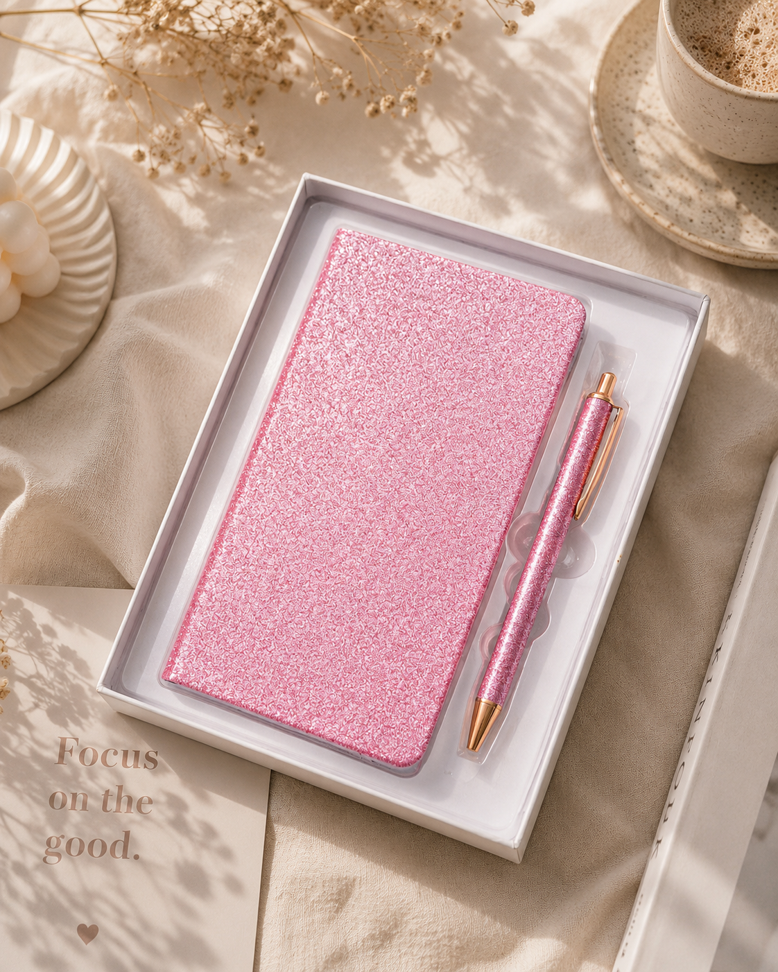 My Golden Journal Set | Glitter A6 Notebook & Pen