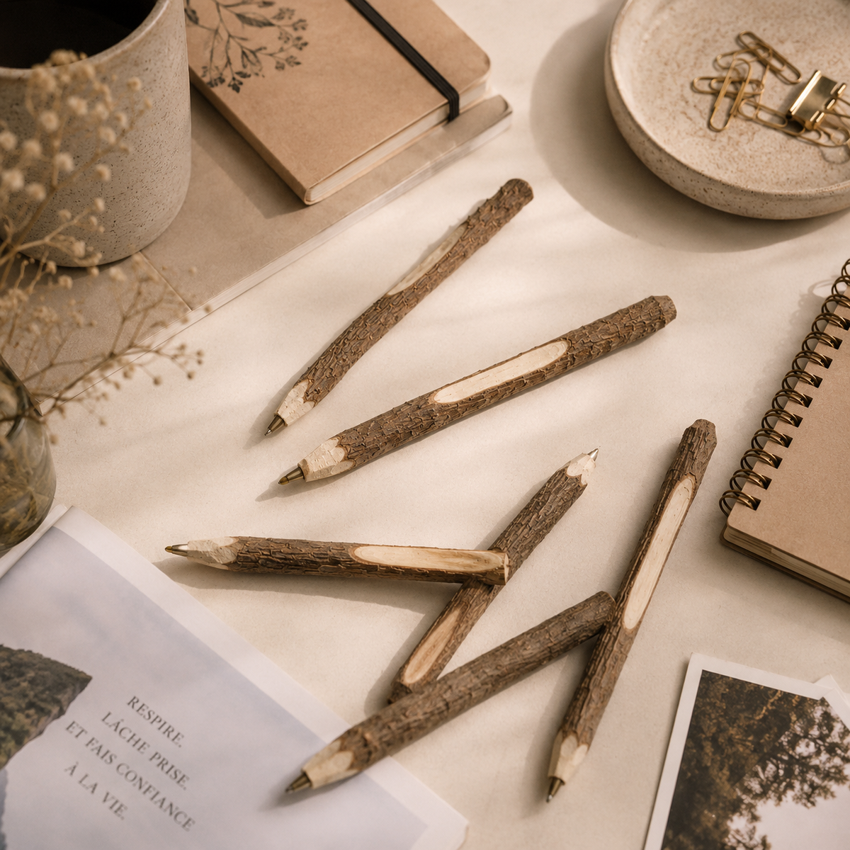 Eco-Friendly Bark Wood Pen Set