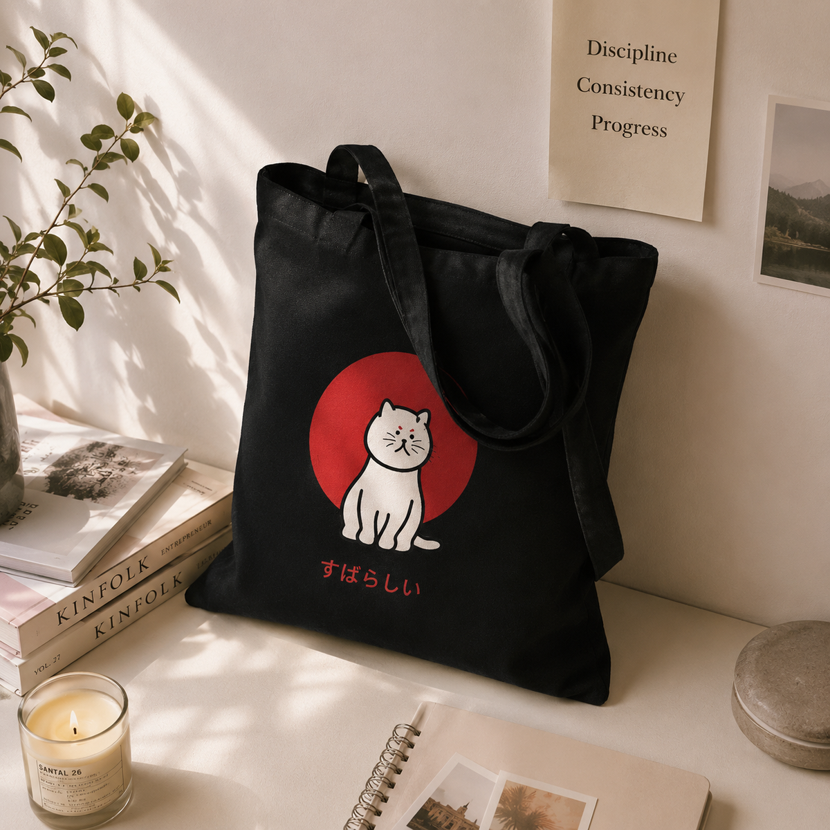 The Large Eco-Friendly Canvas Tote Bag | Cat Print