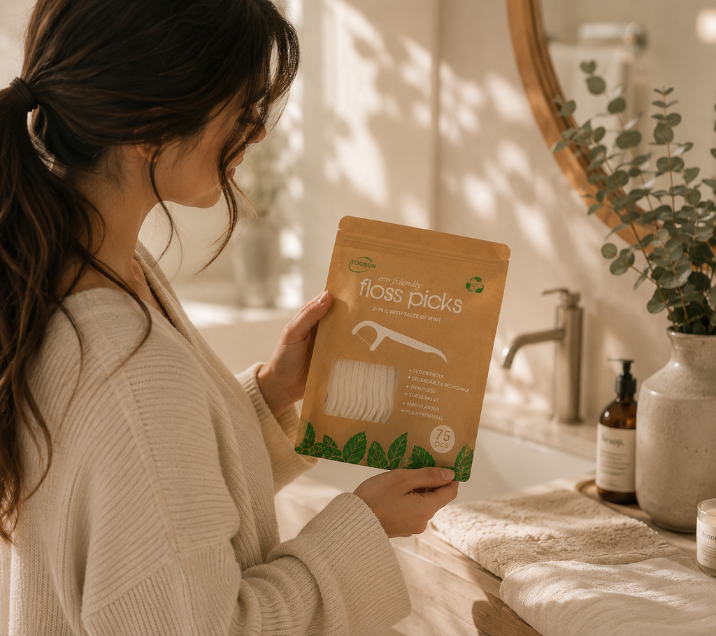 Biodegradable Dental Floss Picks | Mint Flavor | 75-Pack | Zero-Waste