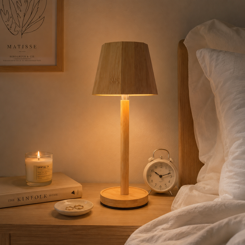 Minimalist Sculpted Bamboo Table Lamp