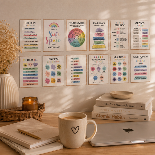 12-Piece Mental Health Educational Poster Set