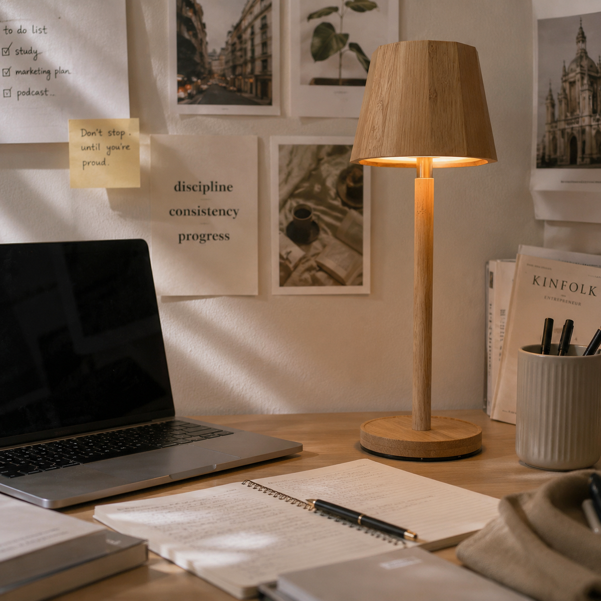 Minimalist Sculpted Bamboo Table Lamp
