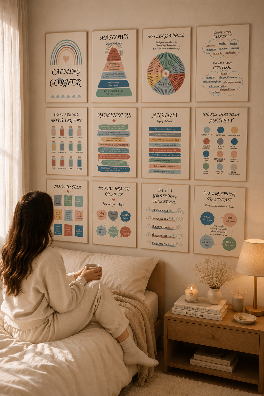 12-Piece Mental Health Educational Poster Set