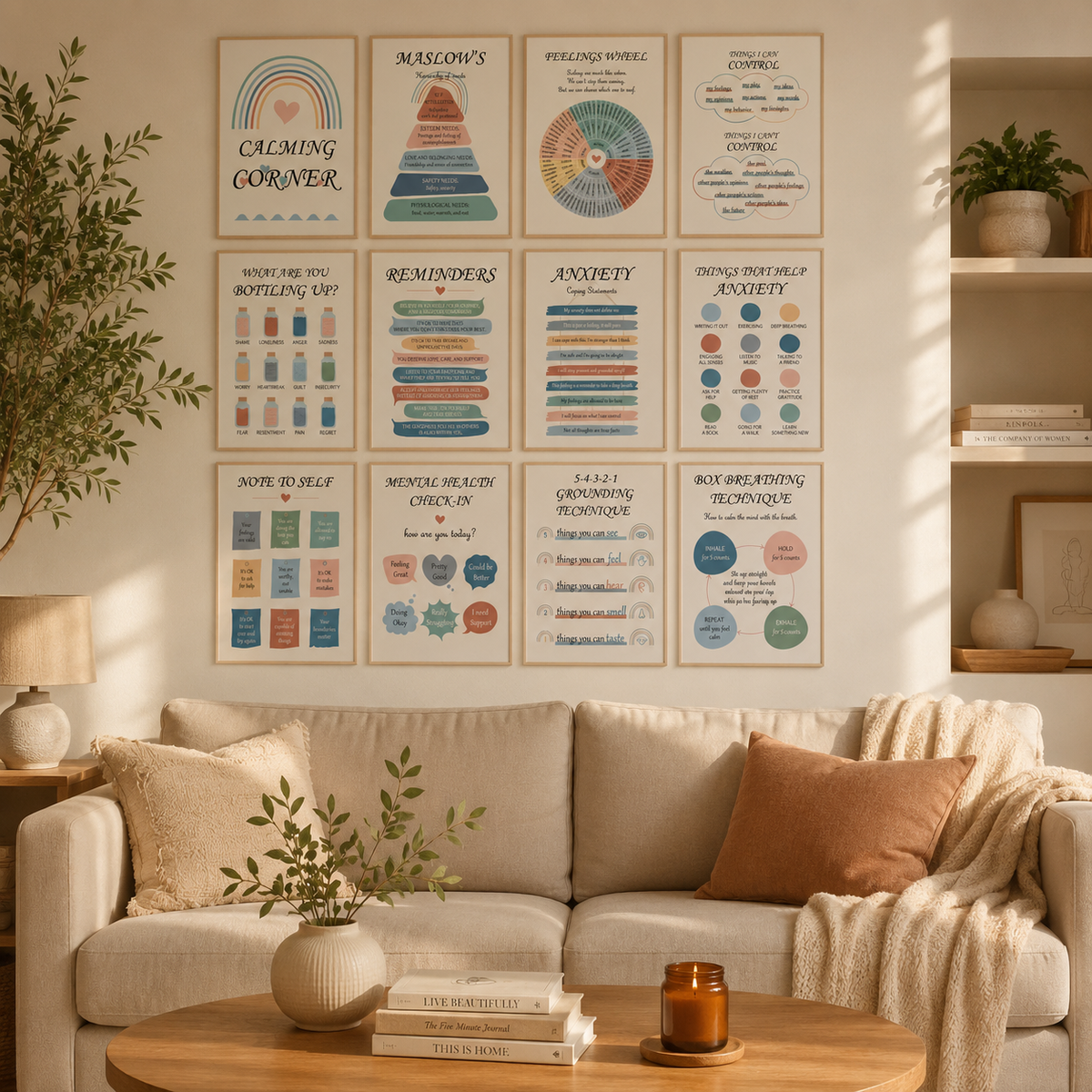 12-Piece Mental Health Educational Poster Set